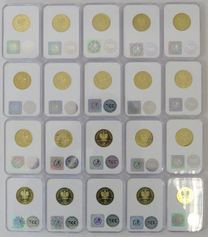 Pełny komplet 20 monet 2 zł GN rocznik 2010, grading GCN MS65-MS66, mennicze